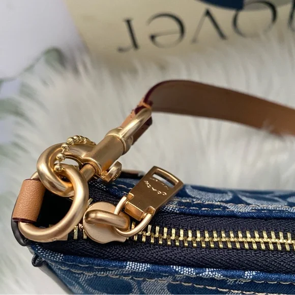 Coach Dark Blue Monogram Wristlet